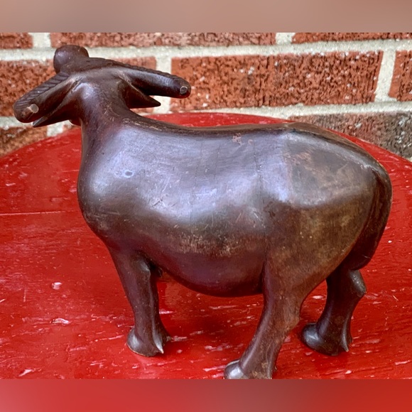 Vintage Artisan Hand Carved Thai Hardwood Antique Bull Ox Steer Figurine - Picture 3 of 16